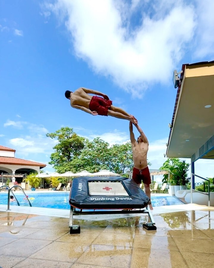 Poolside Trampoline Trick